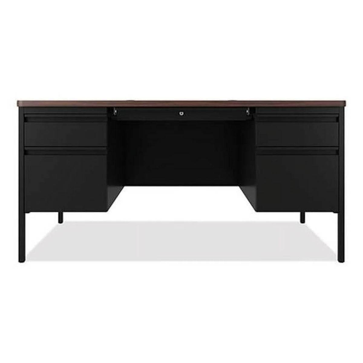 60 in. Black & Walnut Pedestal Desk W601493