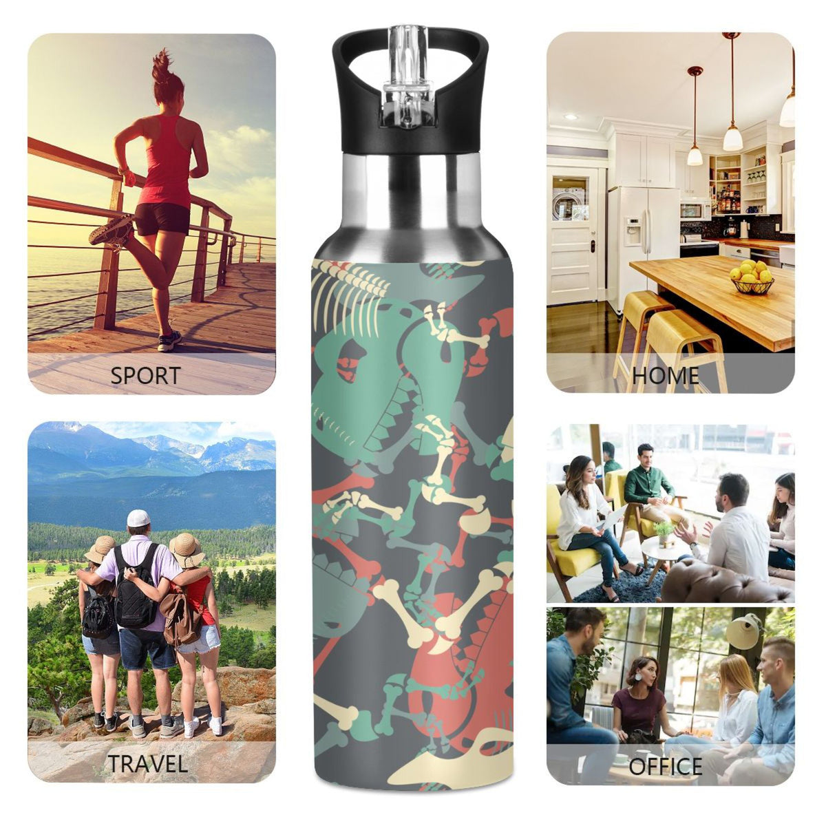 20 OZ Stainless Steel Water Bottle with Straw Lid O65220