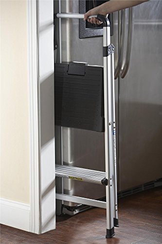 2 Step Folding Step Stool, Aluminum/Black I195