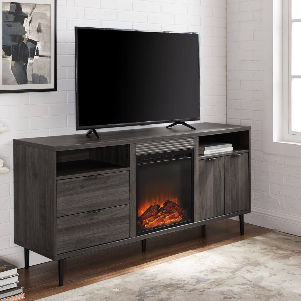 Slate Grey Fireplace TV Console V63400