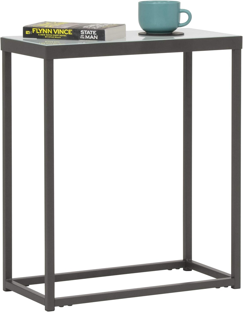 Pewter End Table with Clear Glass Z4944