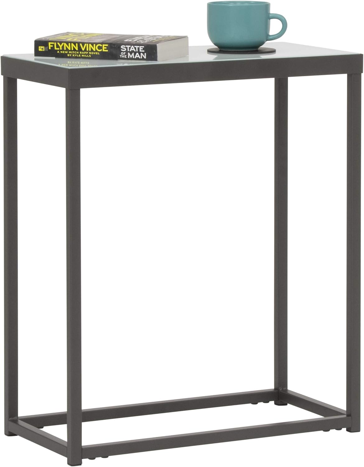 Pewter End Table with Clear Glass Z4944