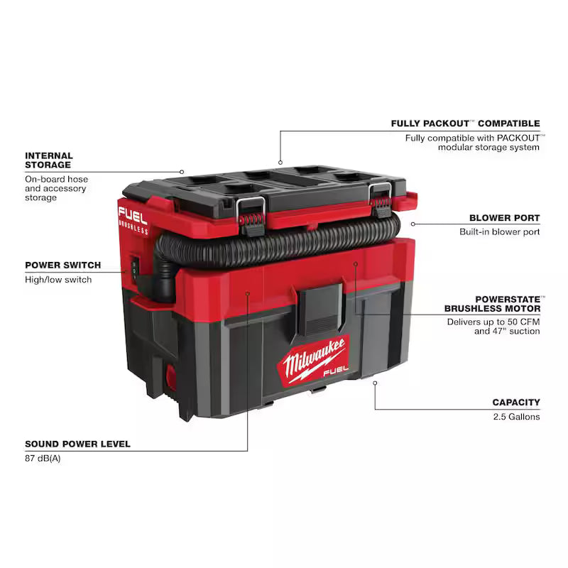 18-Volt Cordless 2.5 Gal. Wet/Dry Vacuum and Extra Filter T636