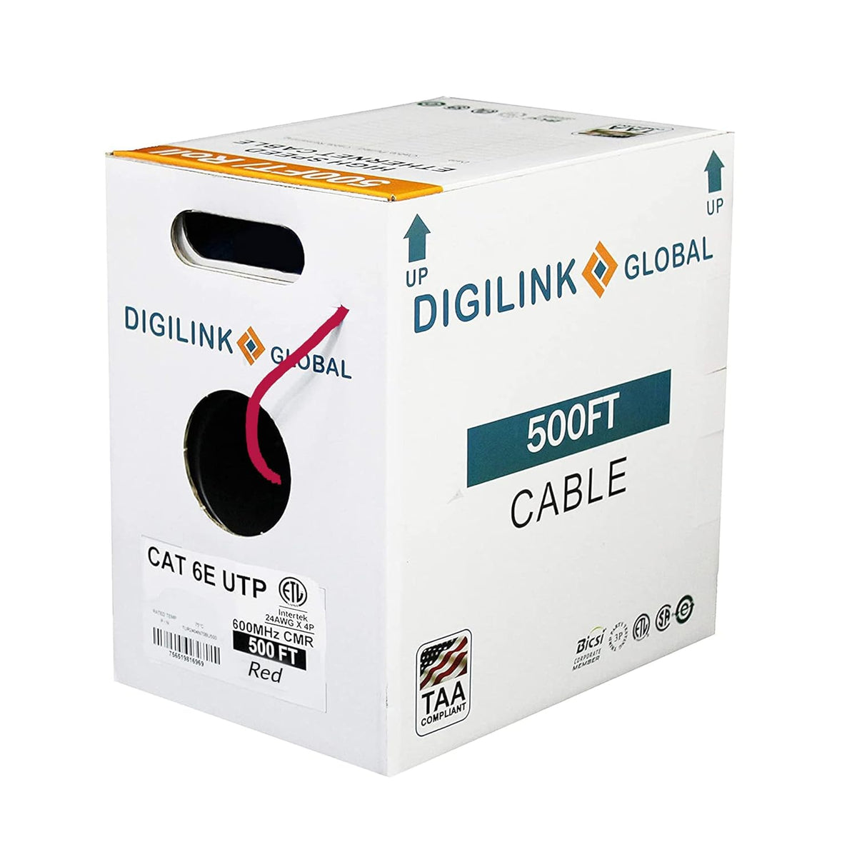Cat6e Riser 1000ft UTP 24AWG Solid Bare Copper Blue Ethernet Cable K8595
