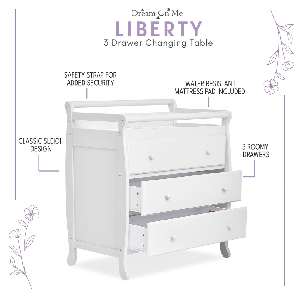White 3 Drawer Changing Table A282778