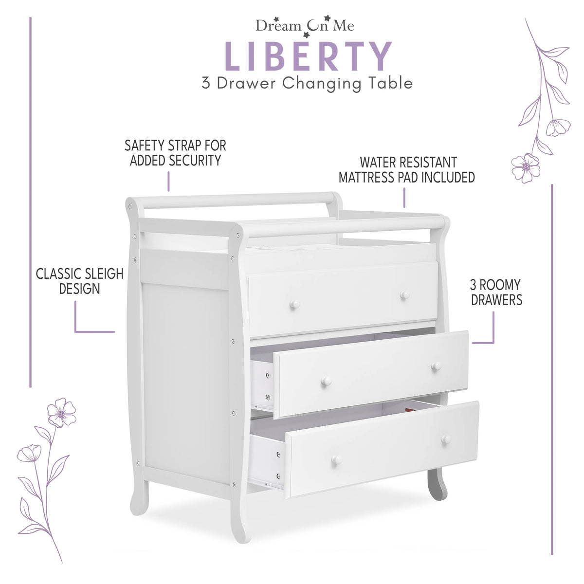 White 3 Drawer Changing Table A282778