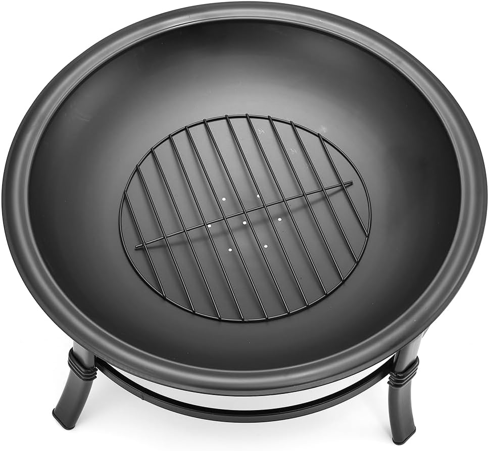 26 inch Wood Burning Fire Pit Bowl with Spark Screen Z6224