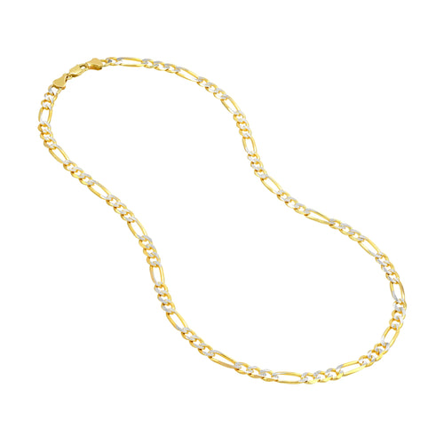 14K Two-Tone Gold 22" Pave Figaro Chain Necklace H6775