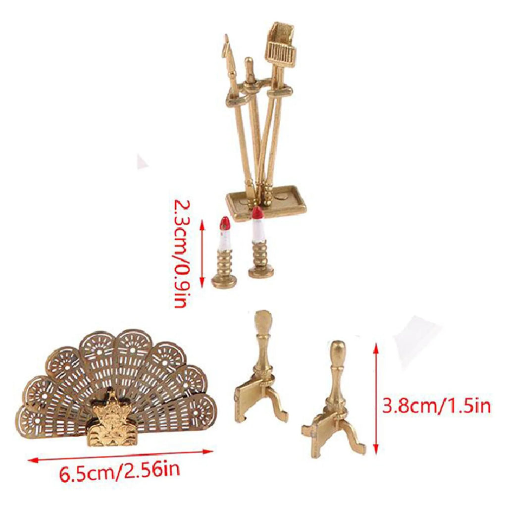 Metal Dollhouse Fireplace Decoration Y79762