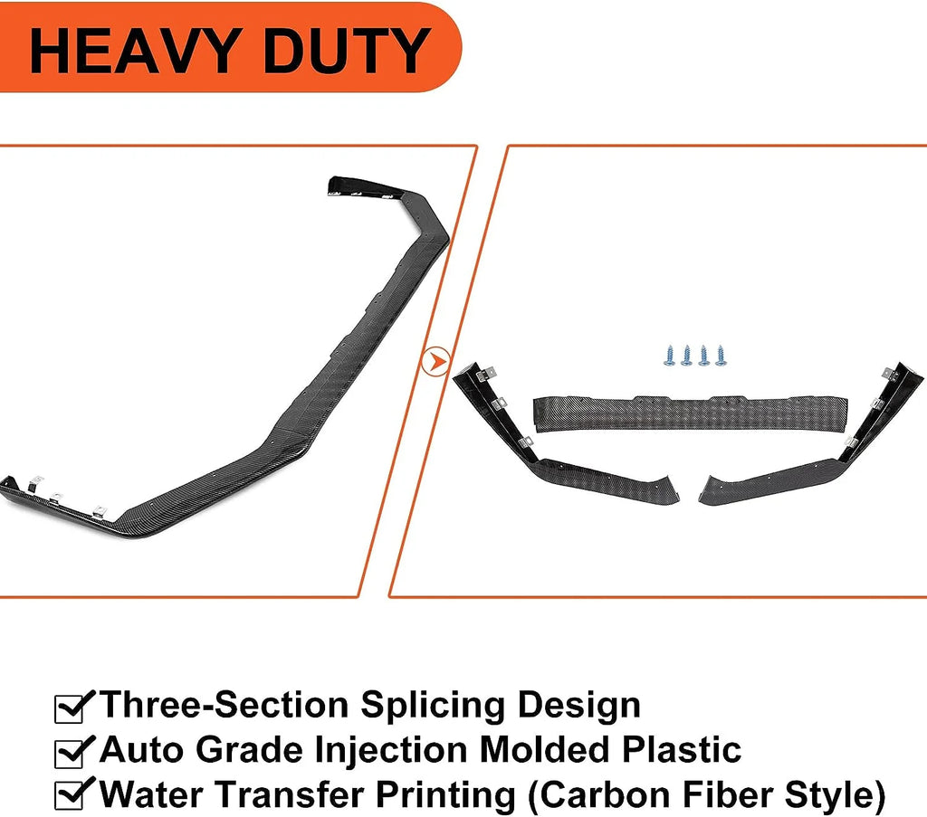 Carbon Fiber Look Front Bumper Lip Spoiler Splitter Side Body Kit U651