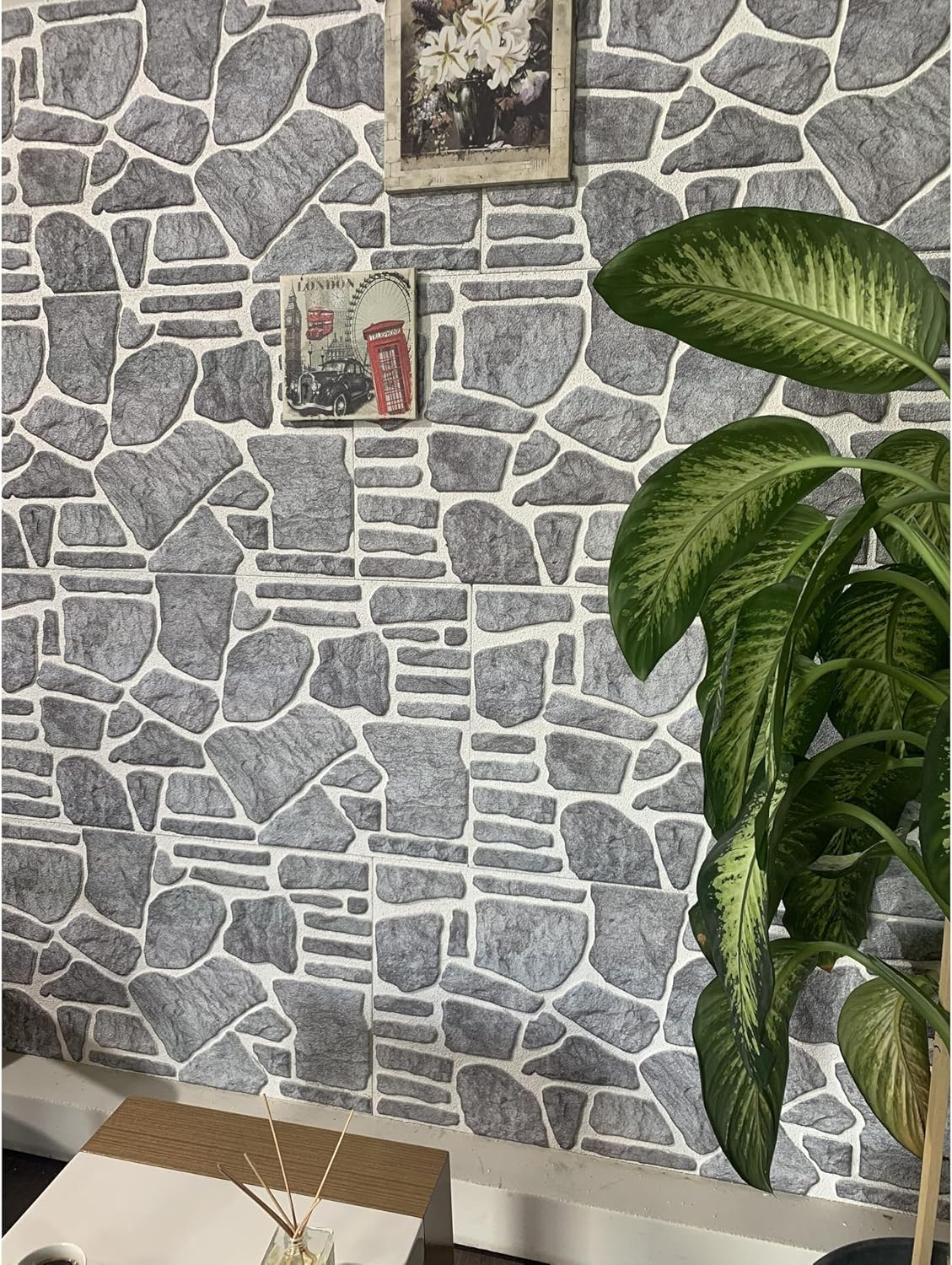Bluish Grey White Faux Stone 3D Wall Panels, 54 sq ft, 40" x 20", Pack of 10 Q108