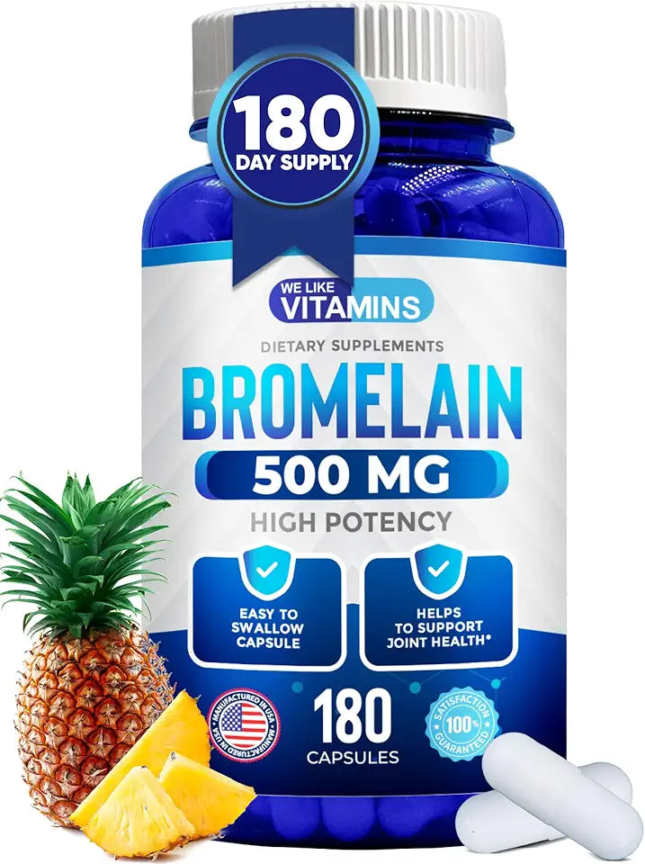 Bromelain 500mg Pineapple Extract Capsules 180 Capsules I8896