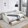 Beige Queen Size Upholstered Daybed with Drawers P327