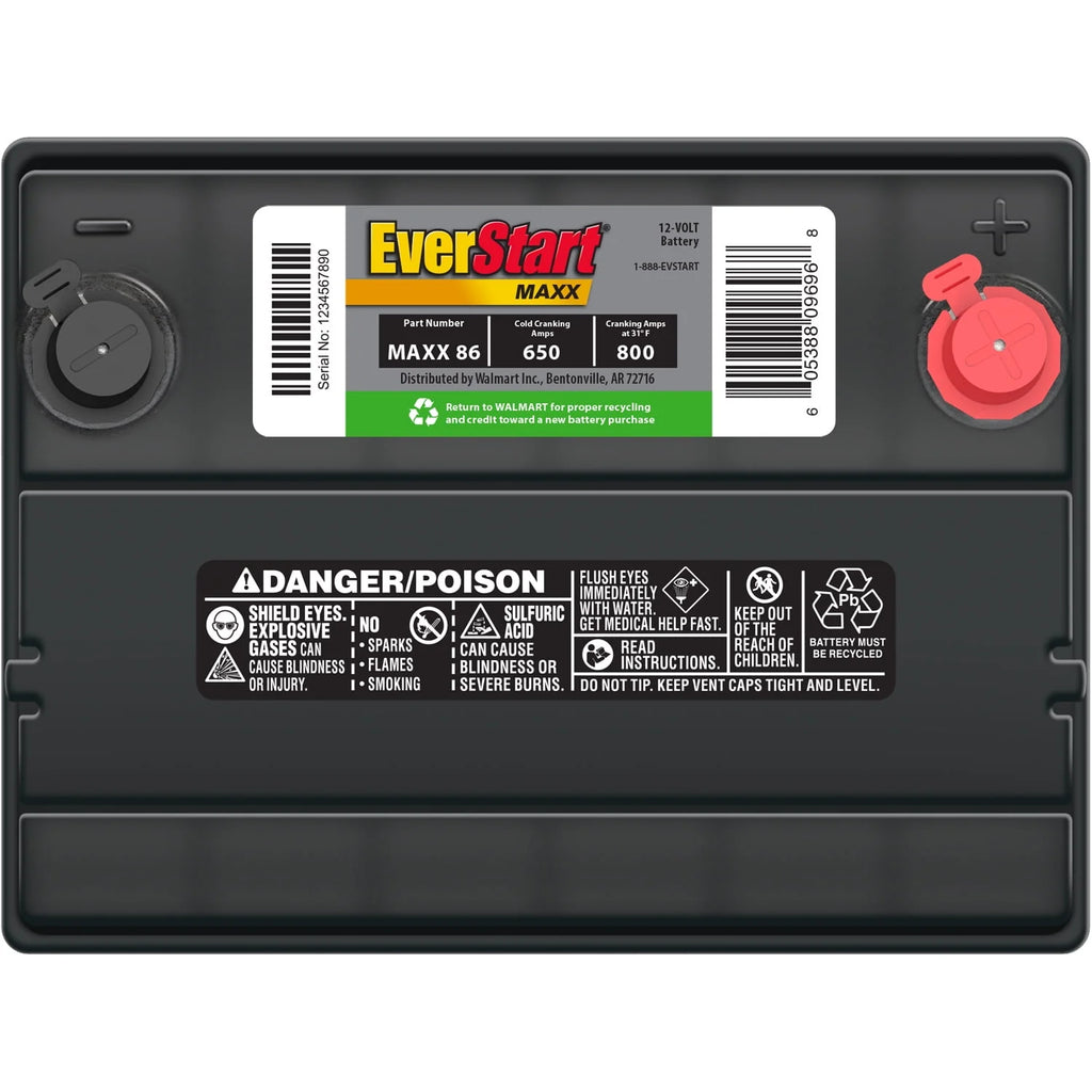 Lead Acid Automotive Battery, Group Size 86 12 Volt, 630 CCA Z7287