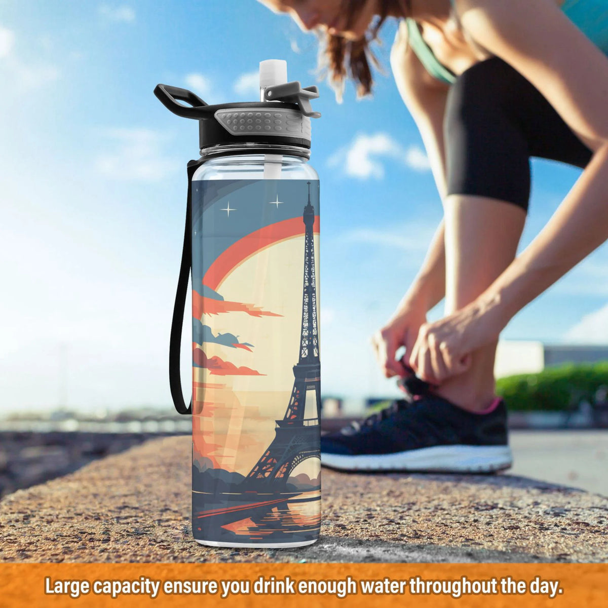 32oz Leakproof Tritan Sports Water Bottle with Straw X51020