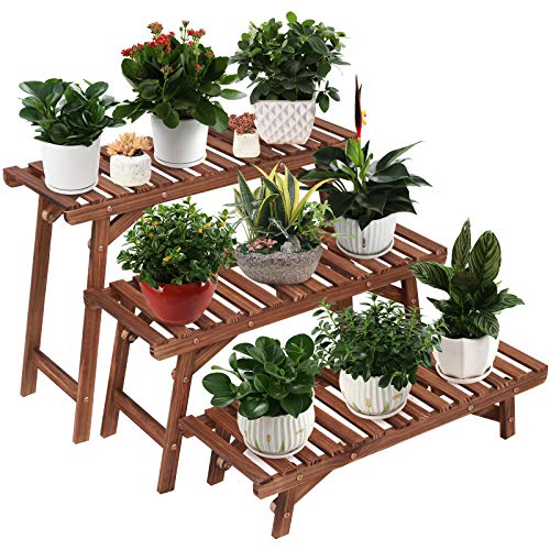 3 Tier Ladder Shelf Wood Plant Stand Q717