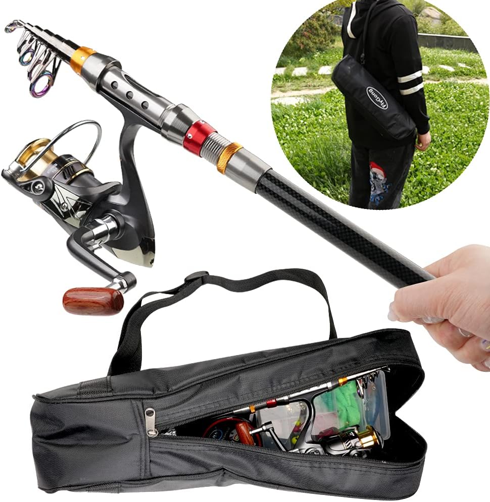 Telescopic Fishing Rod Combos with Spinning Reels and Carrier Bag W800