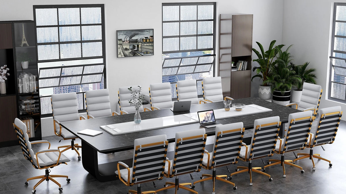 High Back Executive Office Chair with Armrest Adjustable Swivel Chair in Vegan Leather Z139218