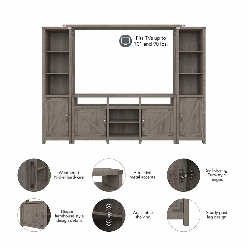 Restored Gray Entertainment Center with Shelves D2765