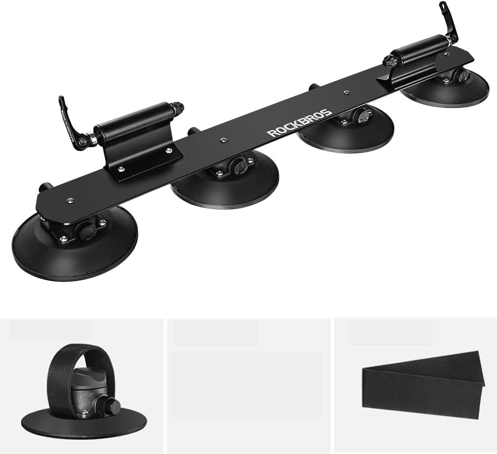 Suction Cup Bike Rack for Car Roof Top Aluminium Alloy Bike Carrier 2 Bikes N54895