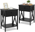 Dark Black End Side Table with Cabinet I551218