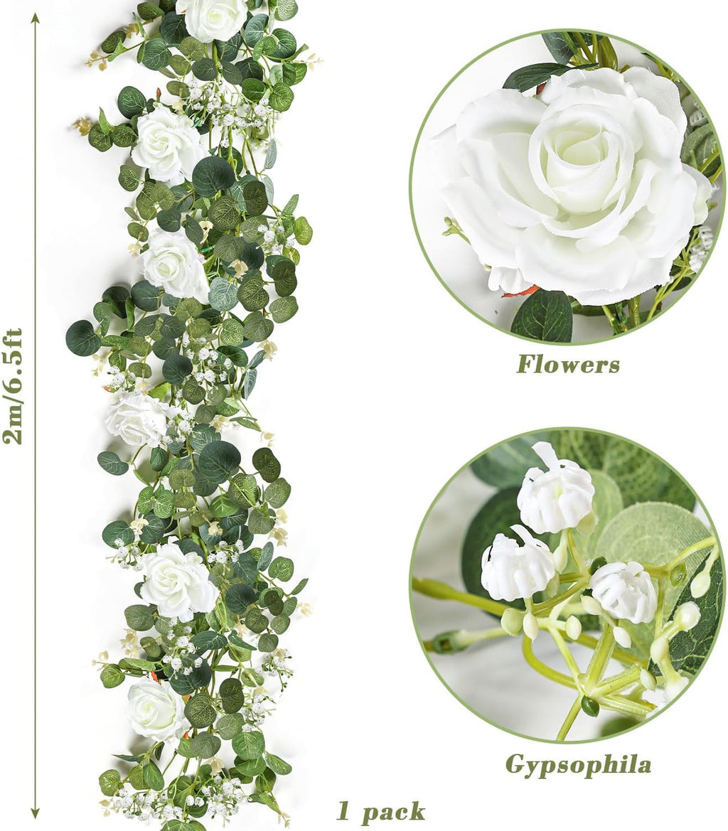 6.5ft Artificial Eucalyptus Garland with Flowers U1465