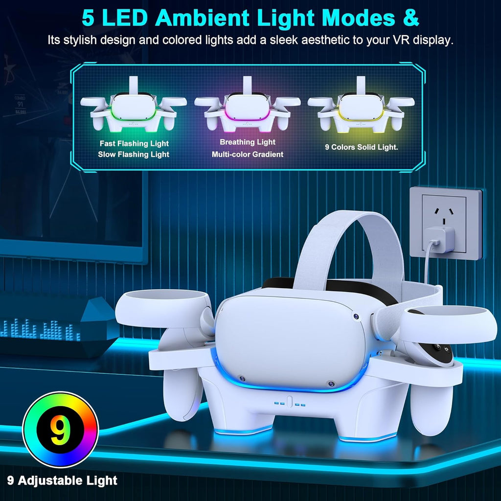 RGB Light Fast Charging Dock with 2 Rechargeable Batteries X928