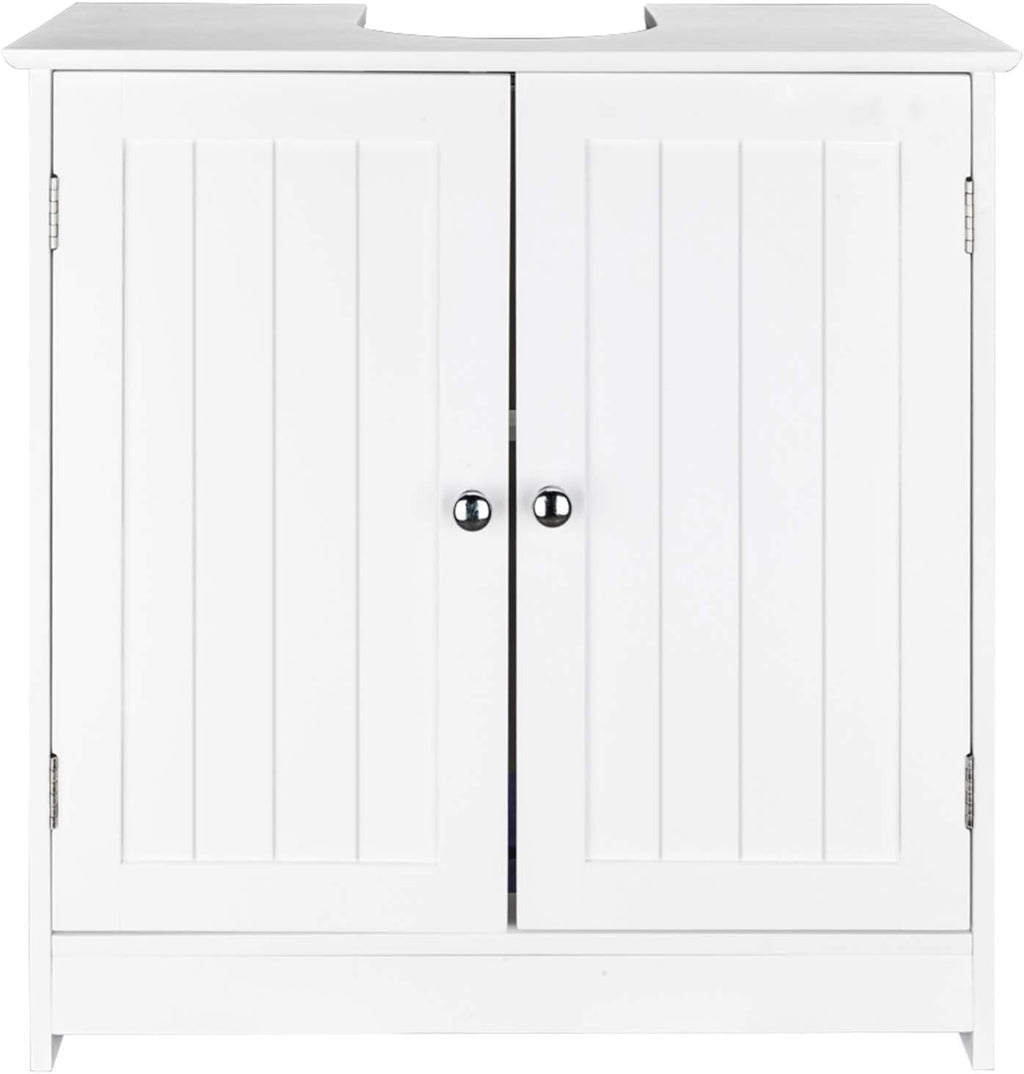 White Bathroom Floor Storage Cabinet with 2 Doors and Internal Shelf U788