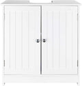 White Bathroom Floor Storage Cabinet with 2 Doors and Internal Shelf U788