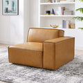 Tan Vegan Leather Left-Arm Sectional Sofa Chair A31680
