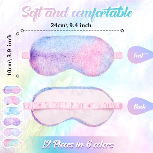 12 Pcs Plush Sleeping Eye Masks Q431