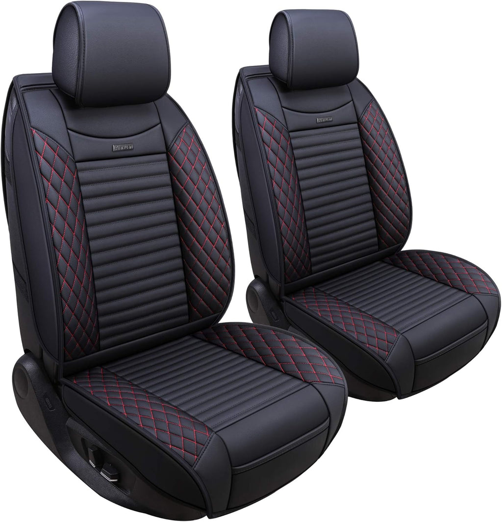 5 Car Seat Covers Full Set Waterproof Leather Universal Black S19664