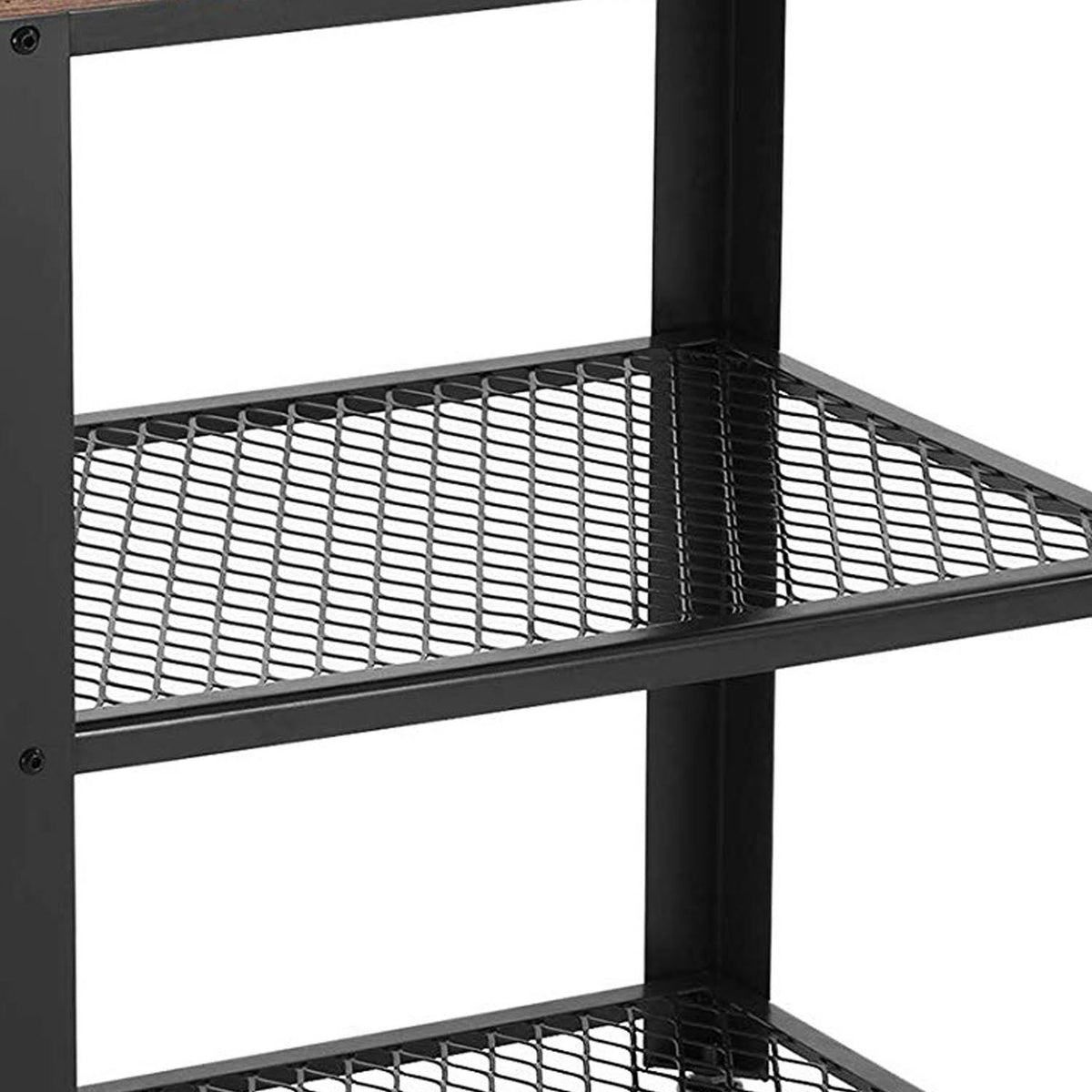 3 Tier Wooden Serving Cart with 2 Mesh Shelves Black and Brown I66520