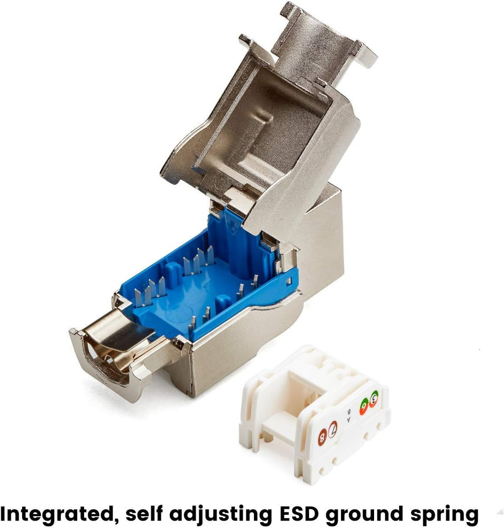 Cat6A Toolless Shielded Keystone Jack, RJ45 Female, 12 Pack N315