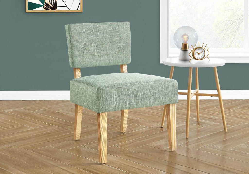 Light Green Fabric Accent Chair with Natural Wood Legs W5701