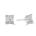 Prong Set Stud Earrings with Artificial Princess Cut Diamond in Sterling Silver B267993