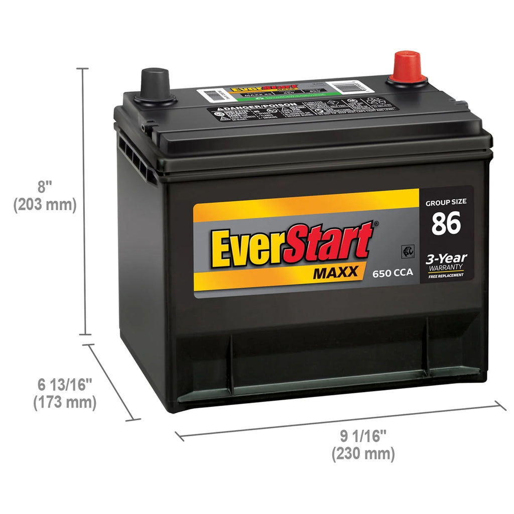 Lead Acid Automotive Battery, Group Size 86 12 Volt, 630 CCA Z7287