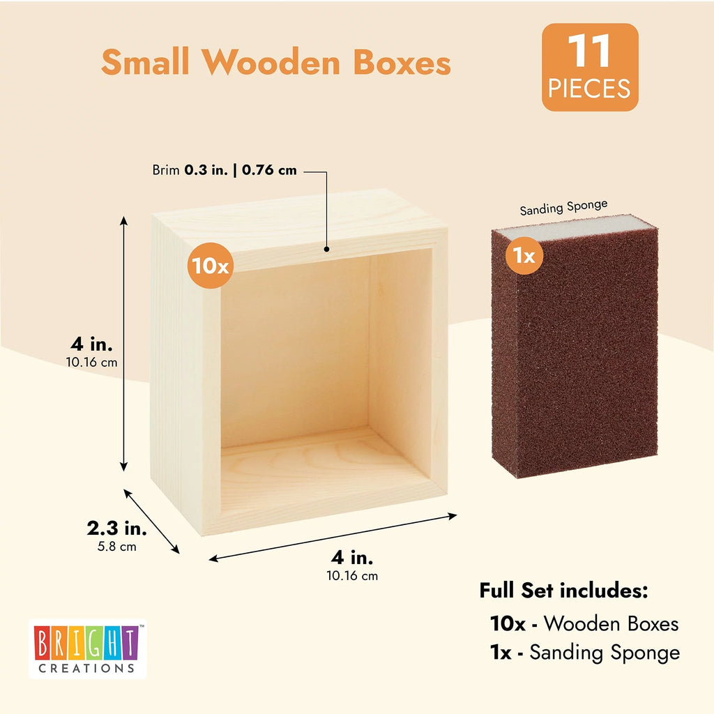 Unfinished Small Wooden Boxes with Sanding Sponge A937262