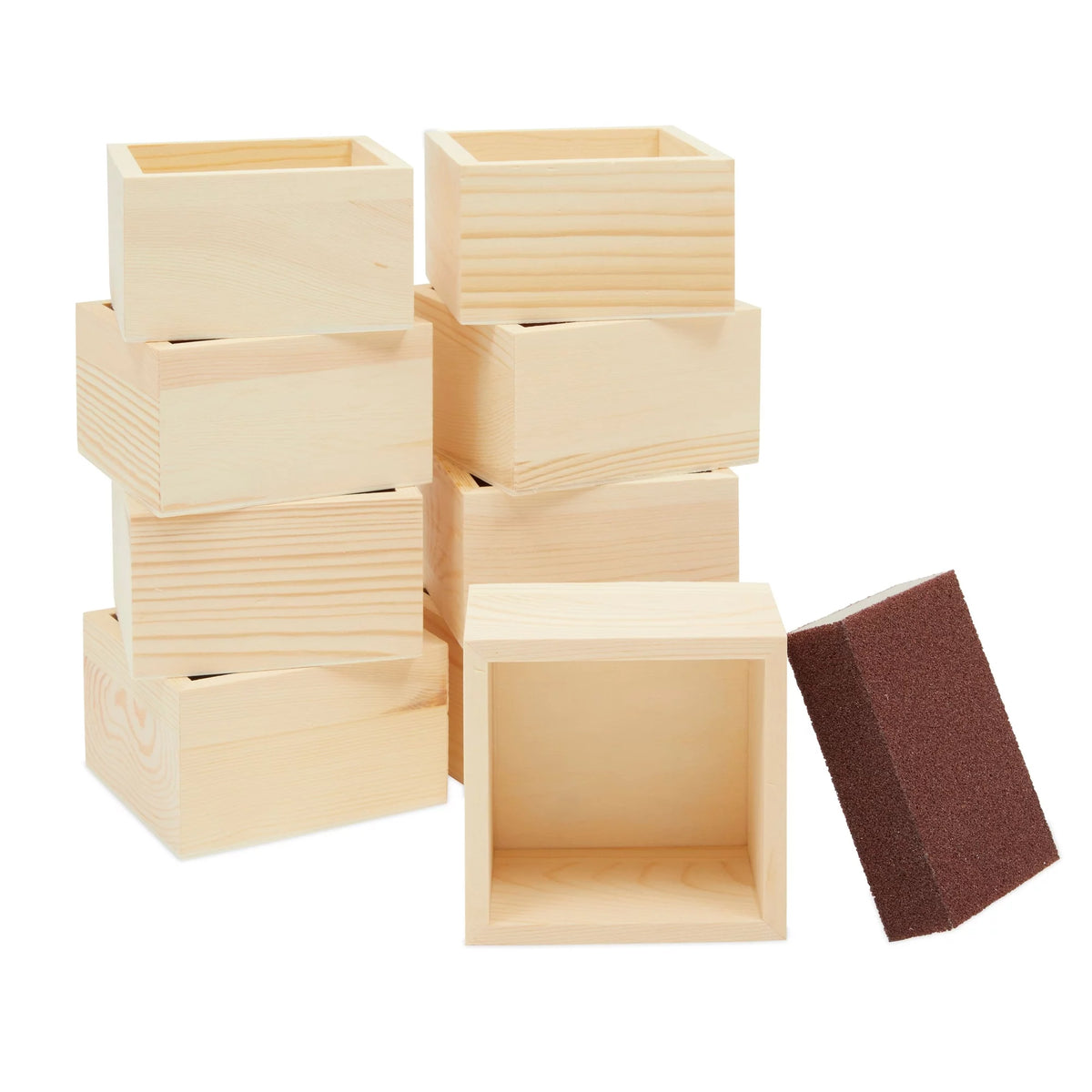 Unfinished Small Wooden Boxes with Sanding Sponge A937262