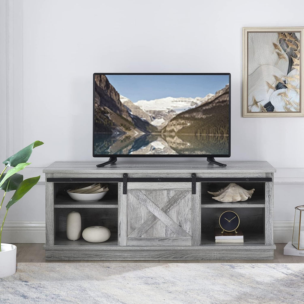 Black Sliding Barn Door TV Stand with Storage Cabinet L29117