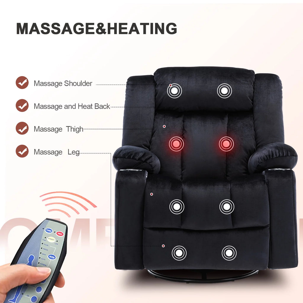 Black Heated Massage Recliner Chair L4338