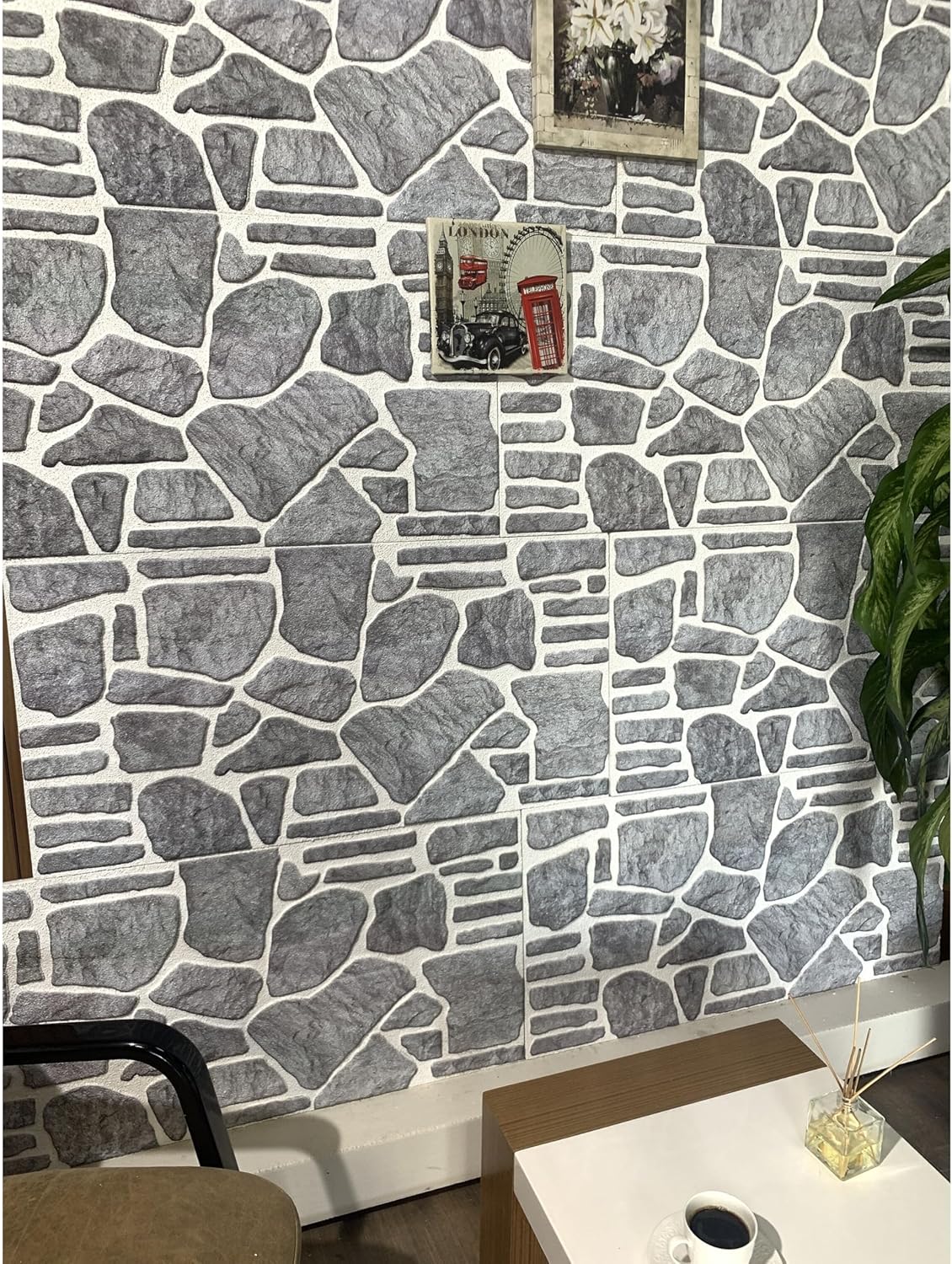 Bluish Grey White Faux Stone 3D Wall Panels, 54 sq ft, 40" x 20", Pack of 10 Q108