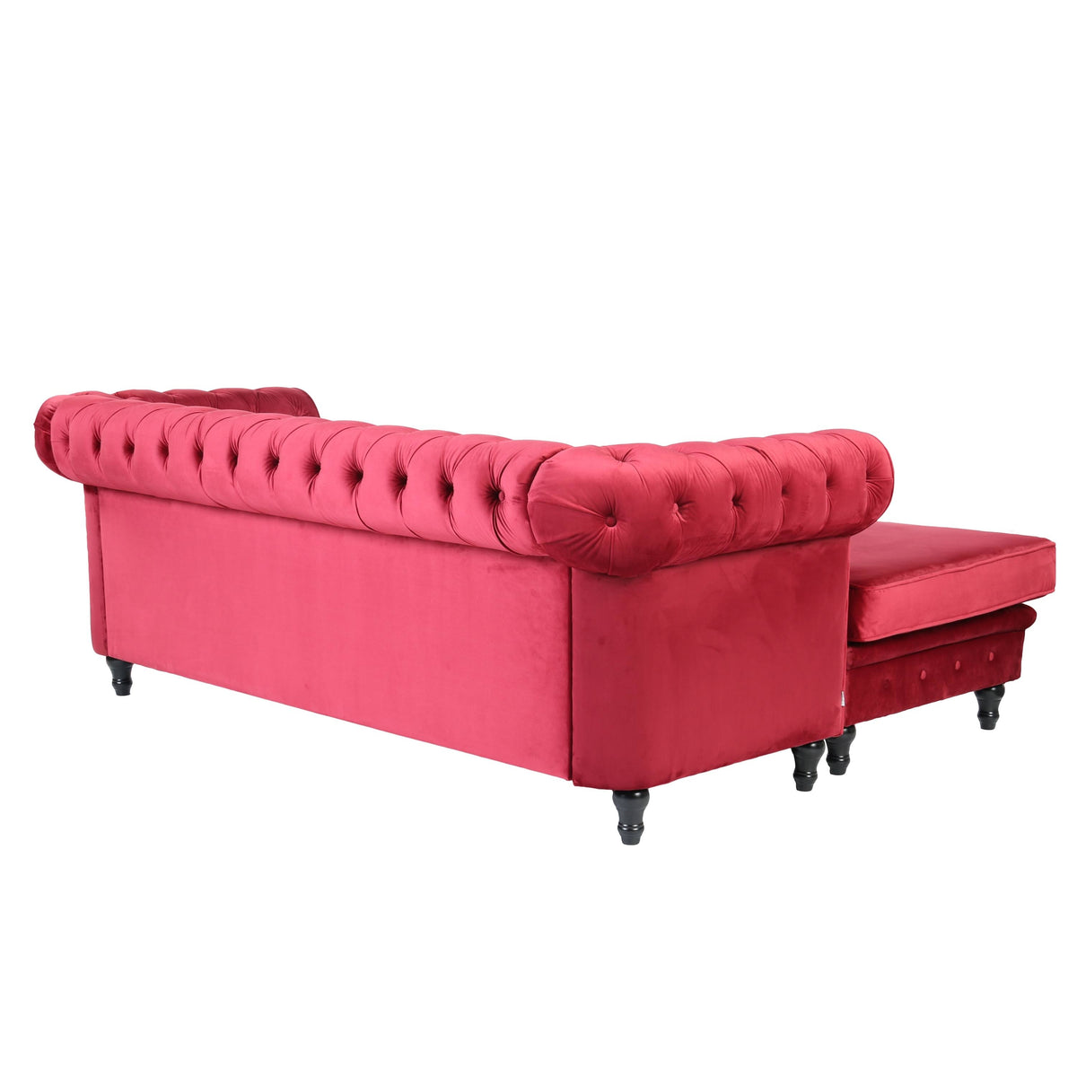 Red Velvet Rolled Arm Sofa with Ottoman B83221