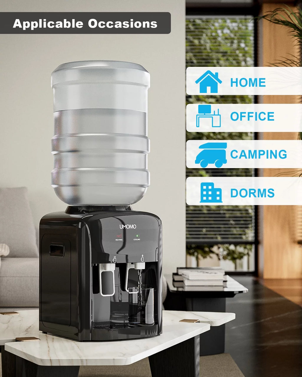 Black Top Loading Water Cooler Dispenser, Hot & Cold Water L9230