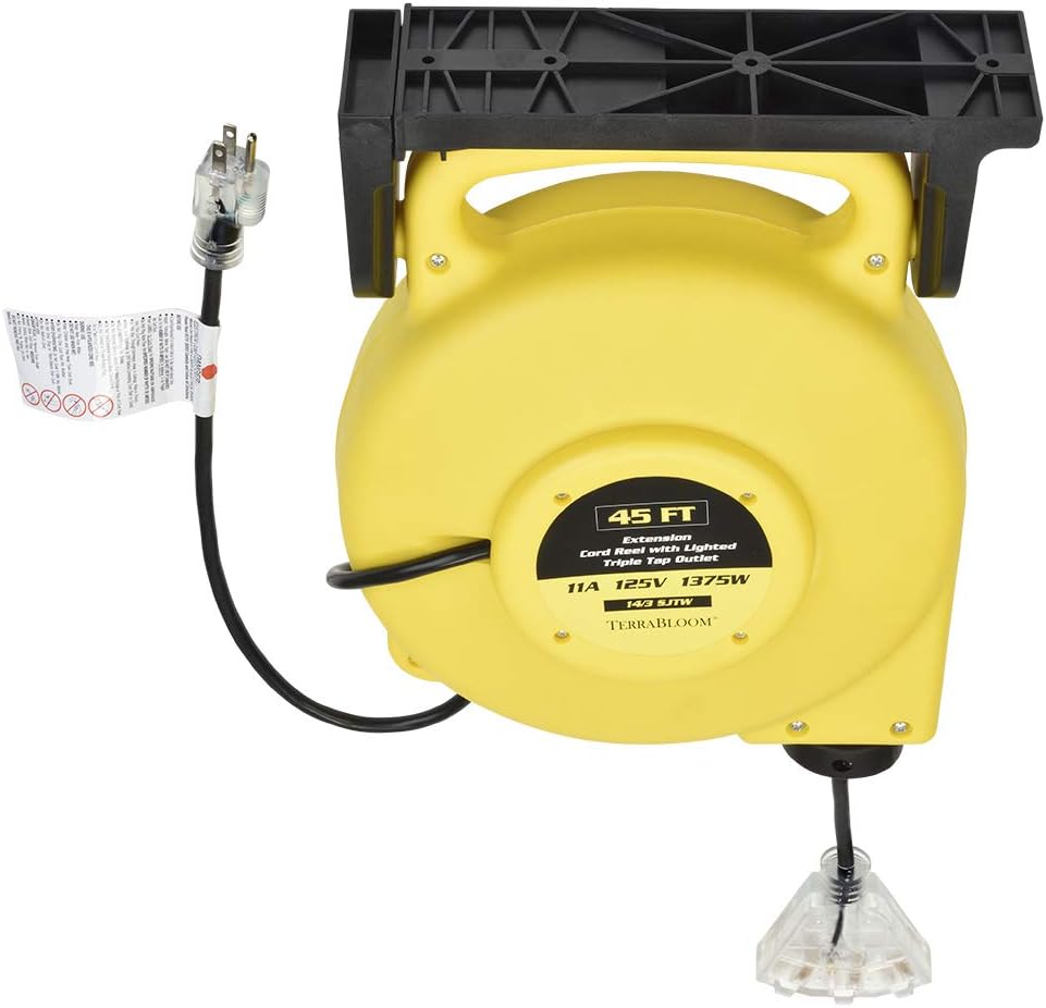 40 Ft 12/3 Retractable Extension Cord Reel with 3 Outlets E137619