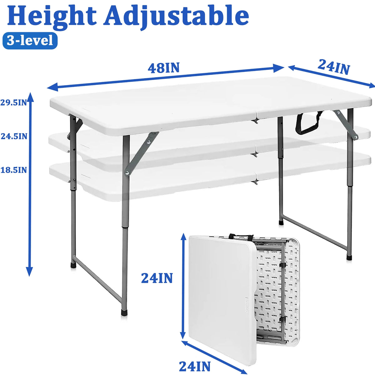4 ft Folding Camping Table White Q5756