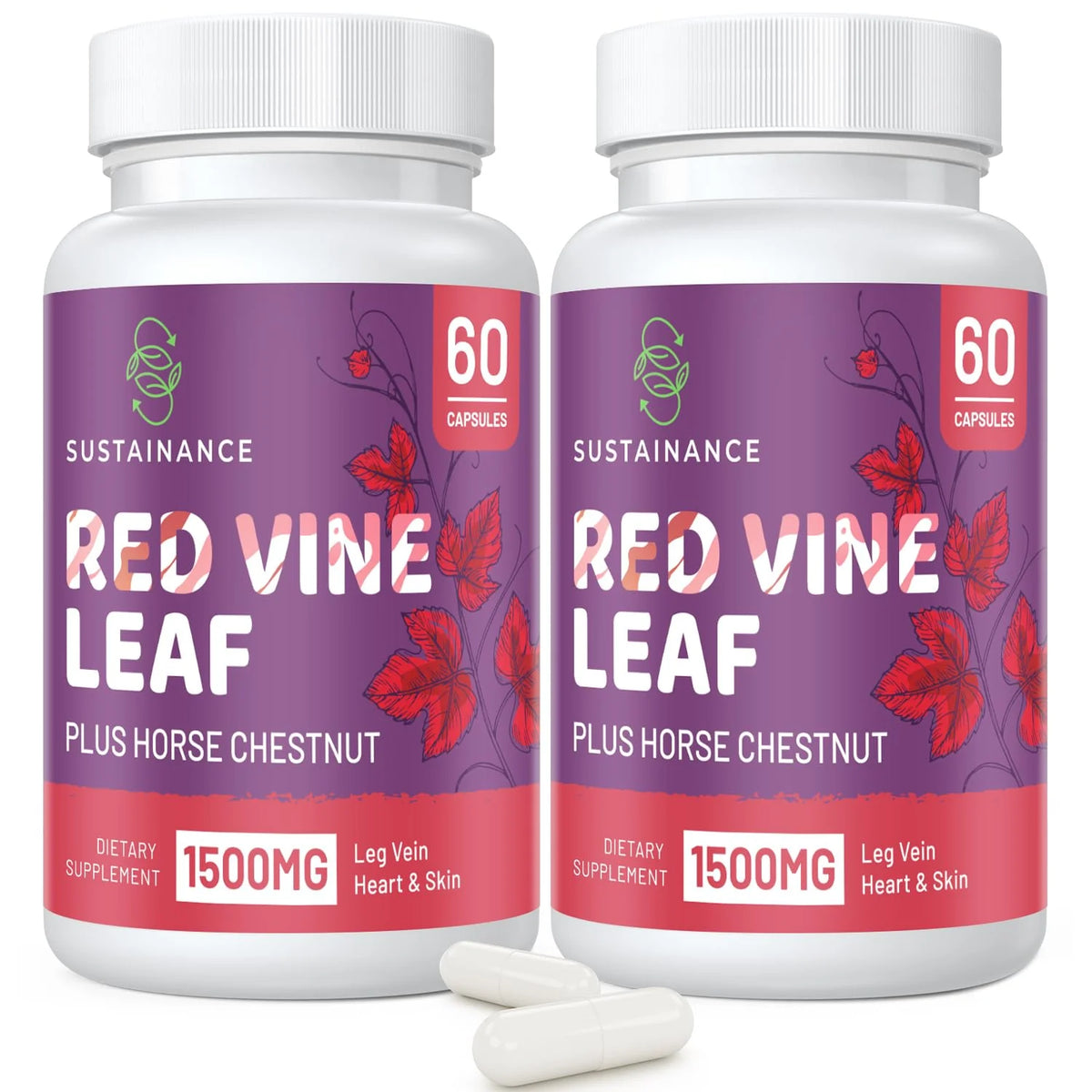 Red Vine Leaf Extract 1400mg & Horse Chestnut Extract 100mg 60 Capsules J764