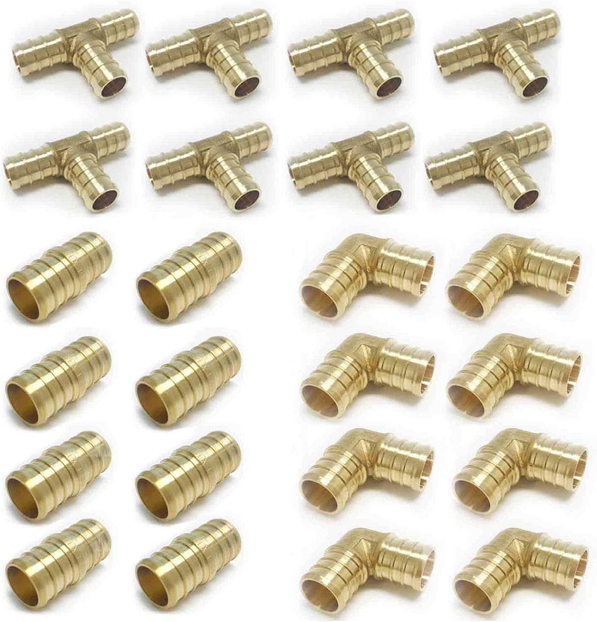 3/4" Pex Fittings Tee Elbow and Coupling, 8 Pieces Each, Lead Free Q6017