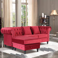 Red Velvet Rolled Arm Sofa with Ottoman B83221
