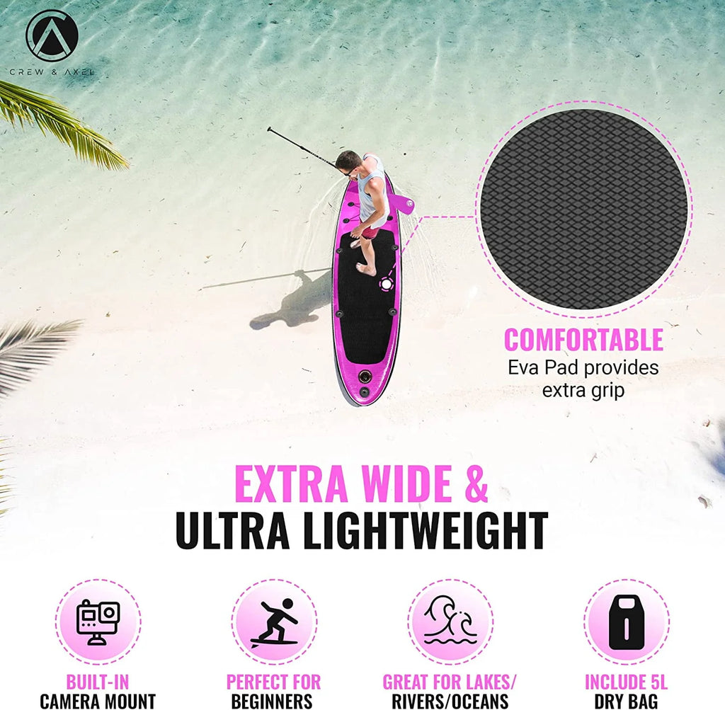 Inflatable Paddle Board SUP Kit with Paddle Pump Bag Pink W17346